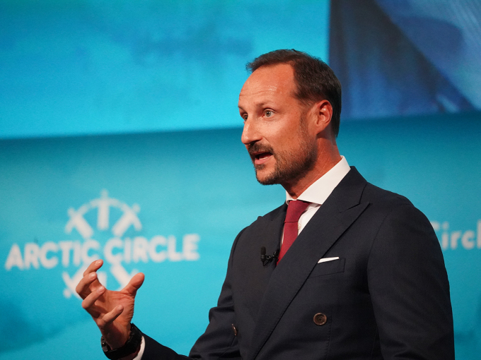 Crown Prince Haakon addresses the opening of the Arctic Circle Assembly. Photo: Liv Anette Luane, The Royal Court